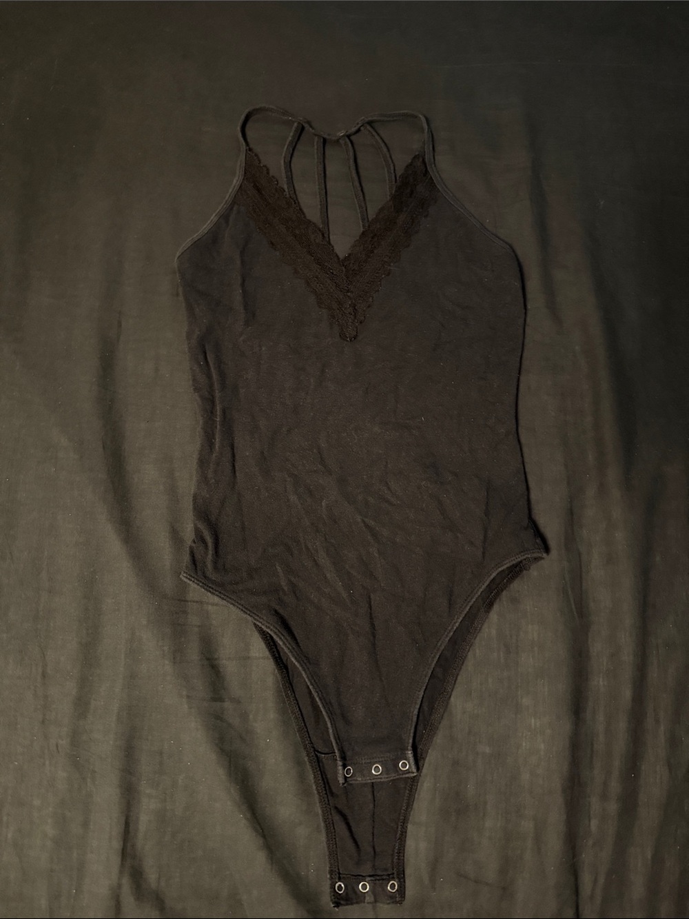Abercrombie & Fitch Black Lace-Trim Halter Bodysuit